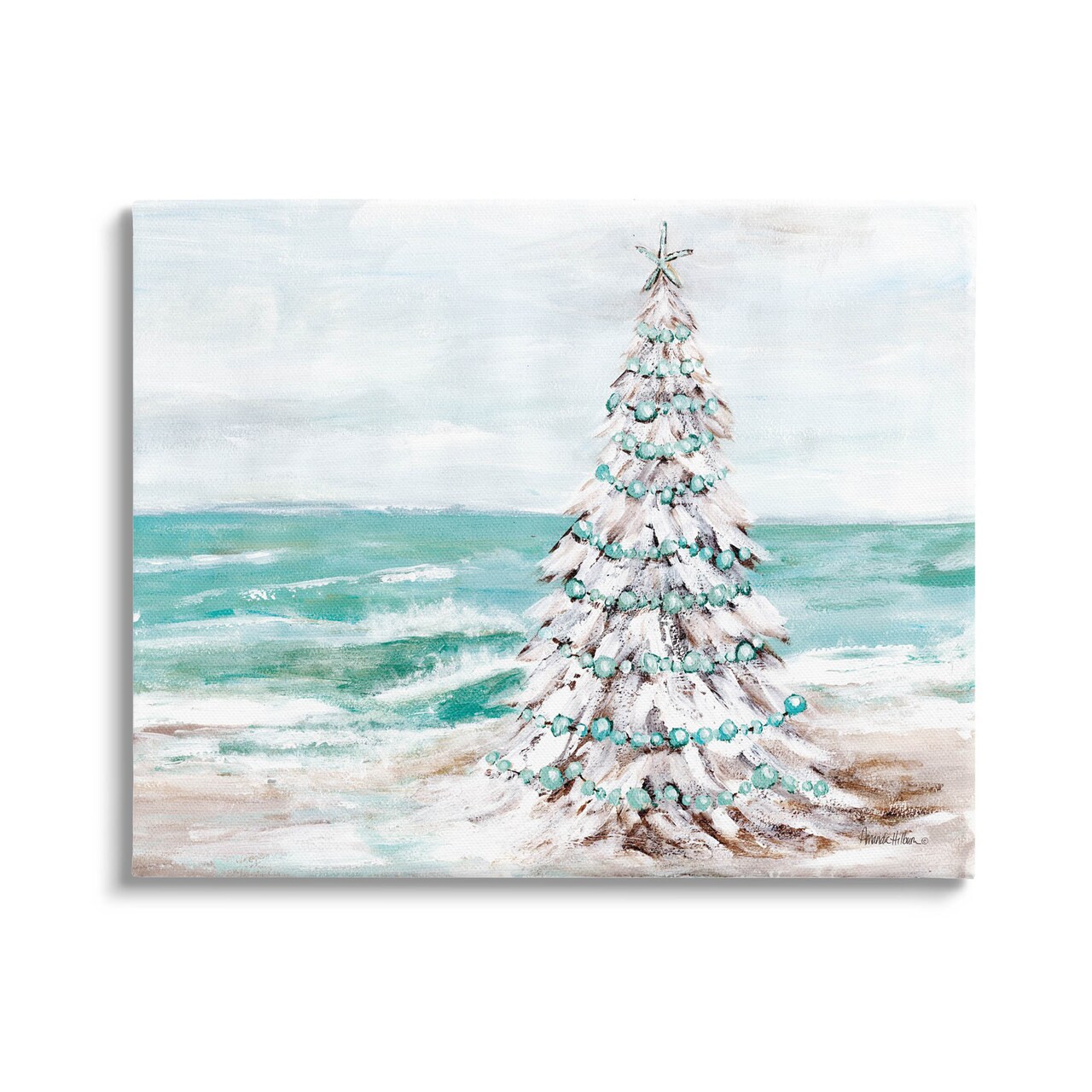 Stupell Industries Snowy Christmas Tree on Beach Canvas Wall Art